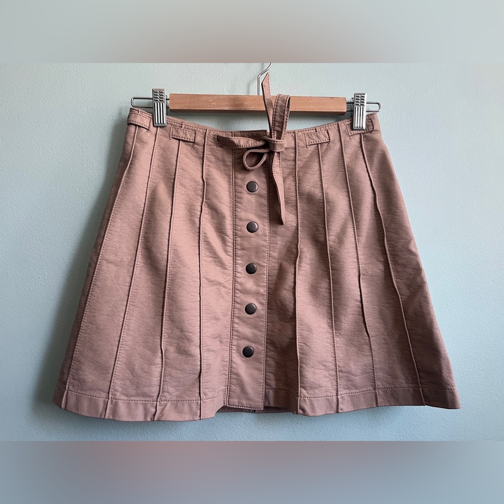 Free People A-Line Skirt with Button Detail pleather size 6